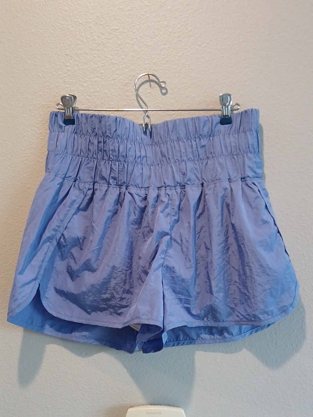 Free People Movement Large Lavender Smocked-Waist Athletic Shorts Ruffled Lined